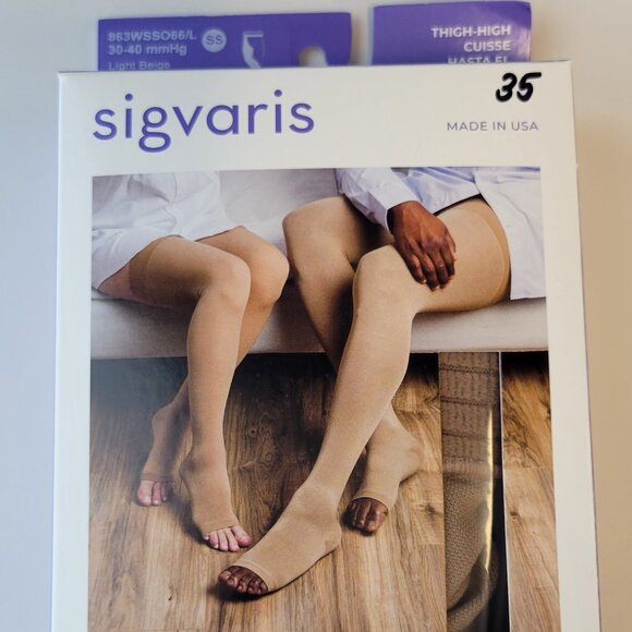 Sigvaris Medical Compression Hosiery / Thigh-High / SS /Light Beige / 863WSSO66L - Picture 1 of 5